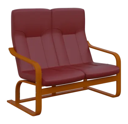 BO - 2 dvojkřeslo, dřevěná kostra, moření třešeň, koženka HOLY CE 2, malinová